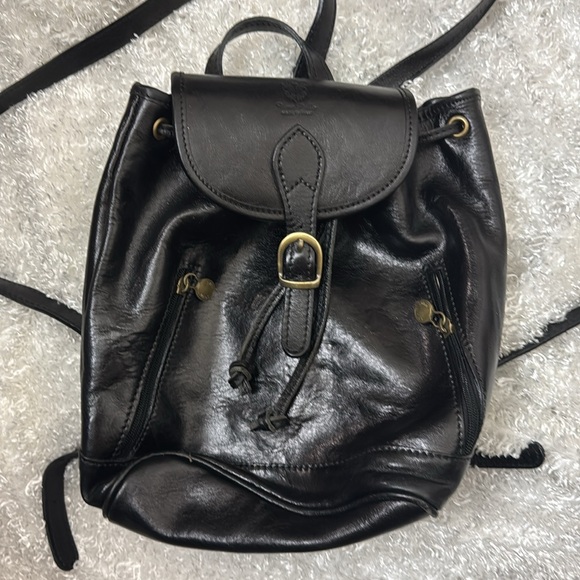 Vera Pelle black leather backpack purse - Picture 2 of 9